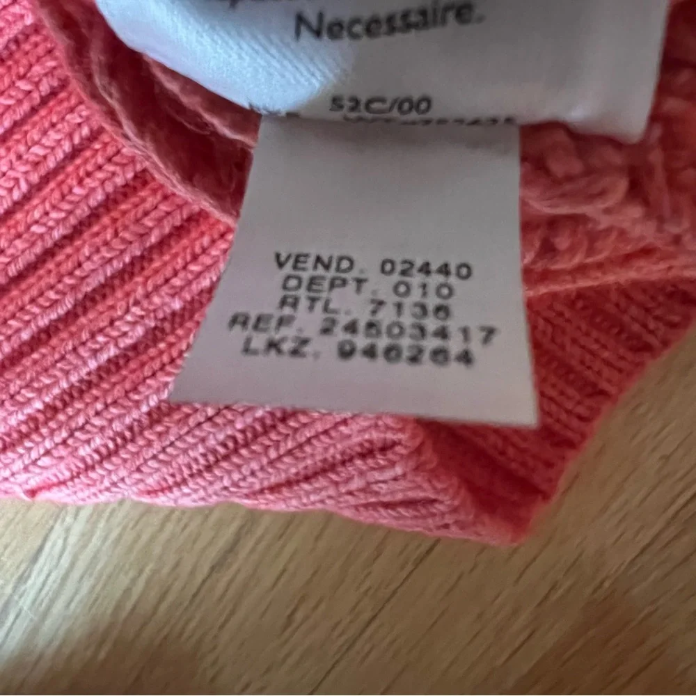 EDDIE BAUER coral coloured chunky cable knit turtleneck angora blend sweater - Picture 8 of 14